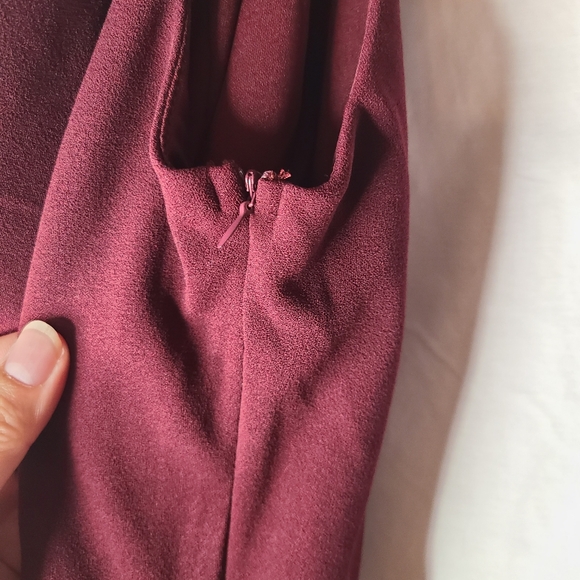 Lulus Burgundy One-Shoulder Cutout Asymmetrical Dress Size Medium - Picture 10 of 12